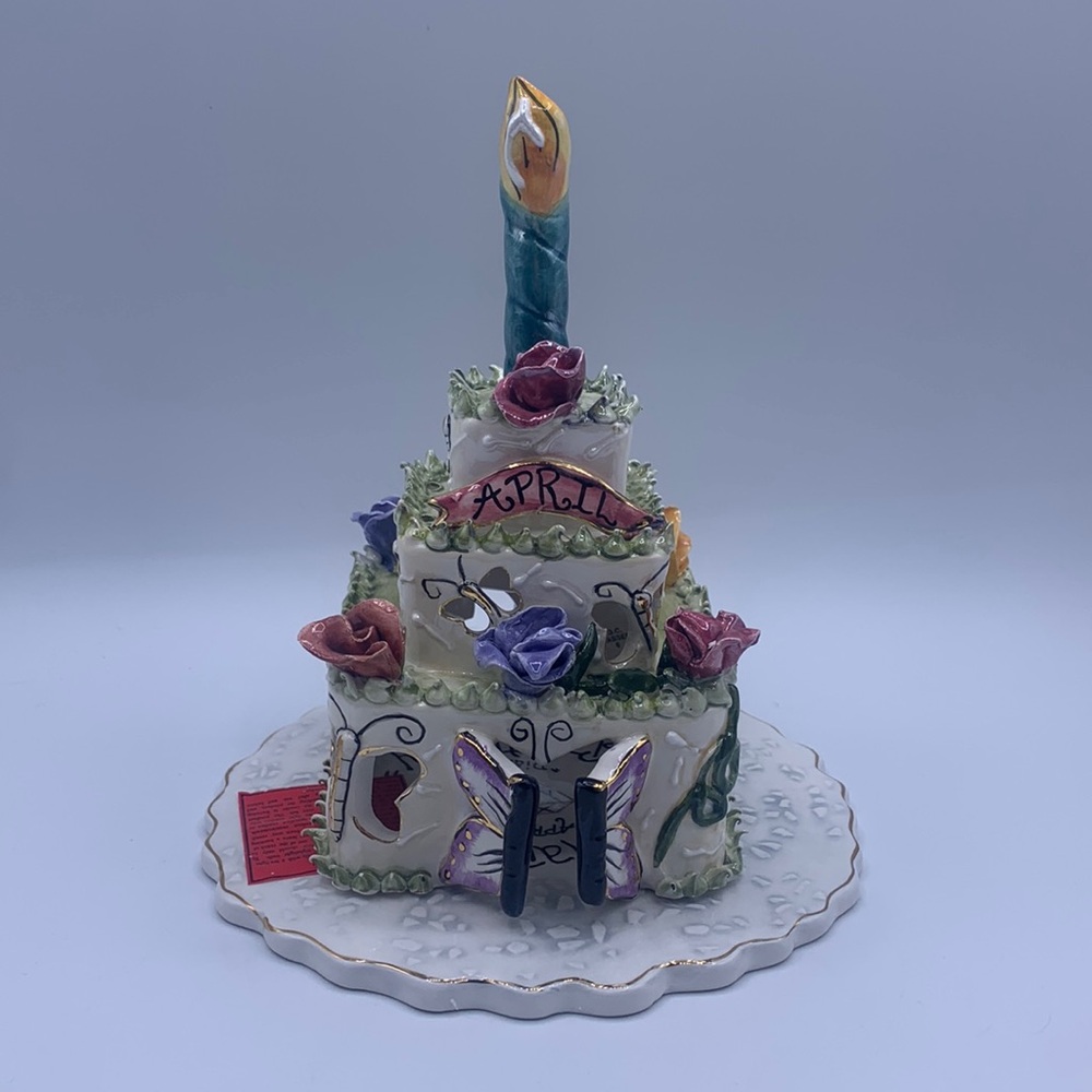 Clayworks Heather Goldminc Blue Sky April 3-tier Birthday Cake Tea Light House